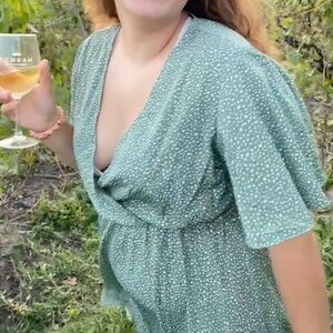 Elegant Green Polka Dot Dress